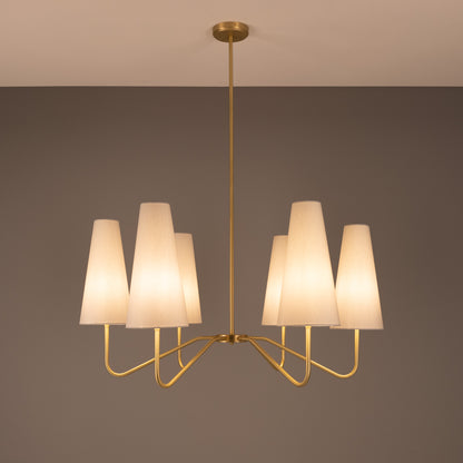 Mullan Lighting Para 6-Light Modern Brass Chandelier with Fabric Shades