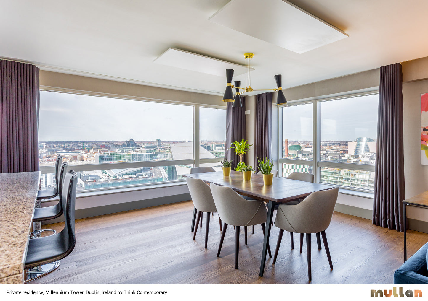 Mullan Lighting Cairo 3-Light Contemporary Chandelier – Modern Brass / Black Finish