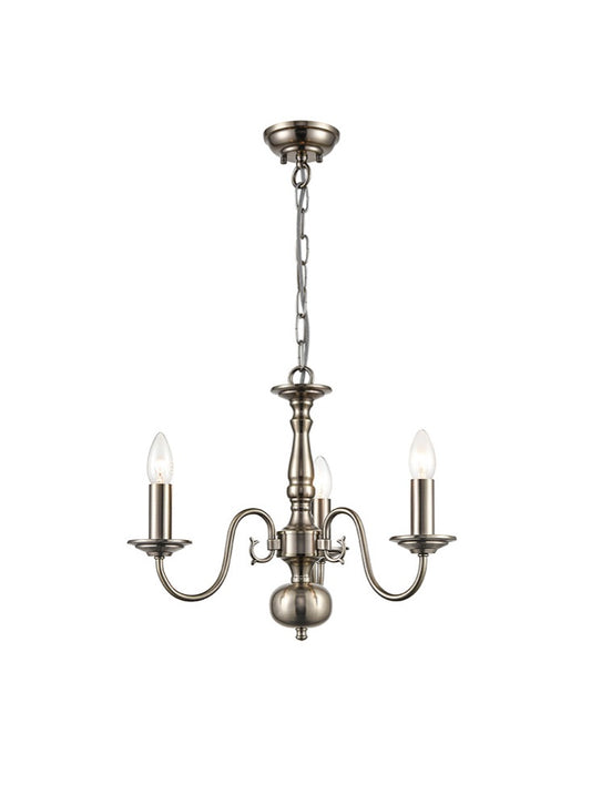 Franklite Mondrian 3-Light Pewter Flemish Style Chandelier