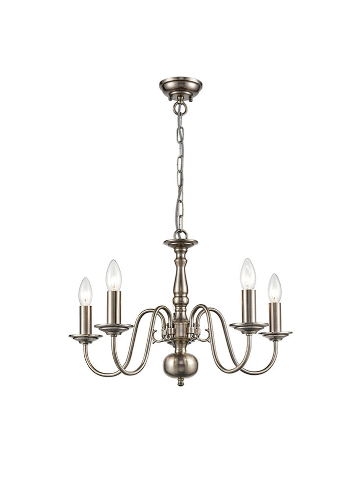 Franklite Mondrian 5-Light Pewter Flemish Candle Chandelier