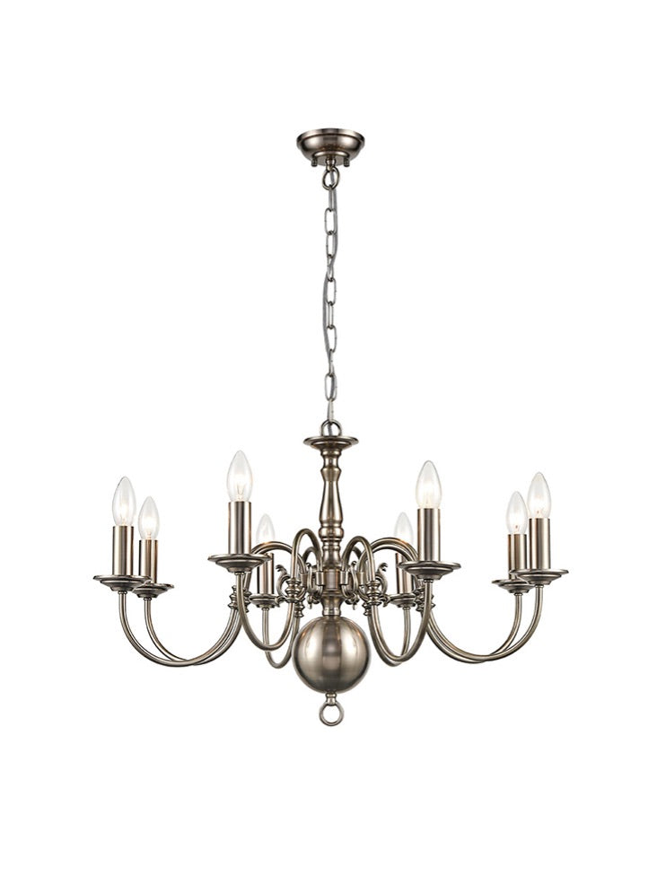 Franklite Mondrian 8-Light Pewter Flemish Candle Chandelier