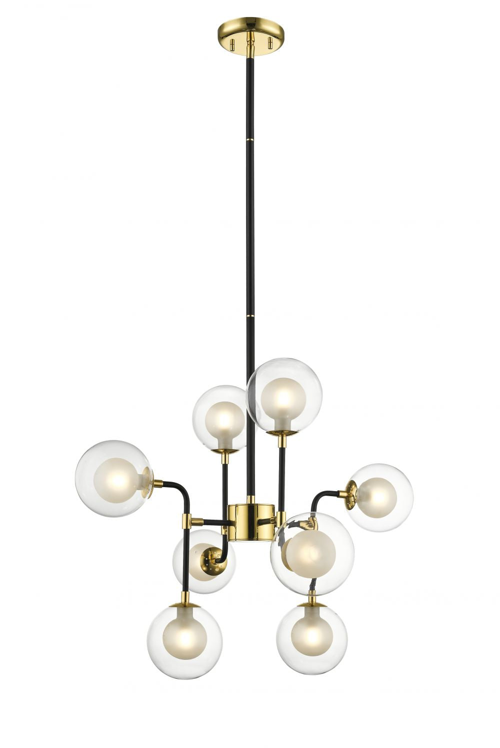 Impex Lighting Remy 8-Light Gold & Matt Black Globe Chandelier