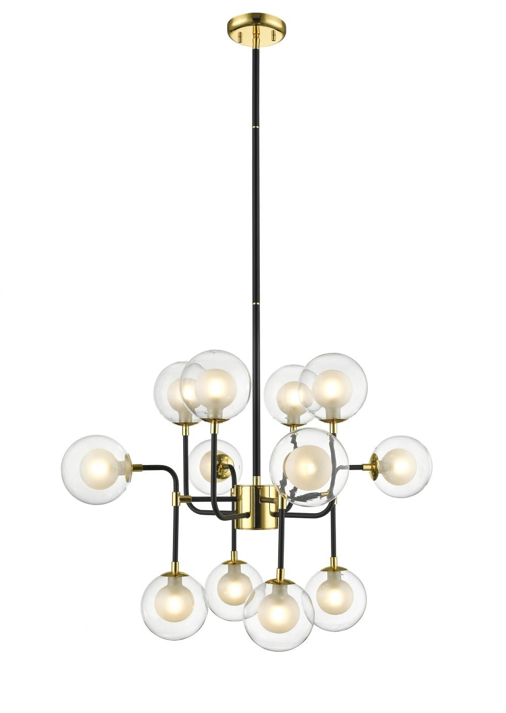 Impex Lighting Remy 12-Light Gold & Matt Black Globe Chandelier