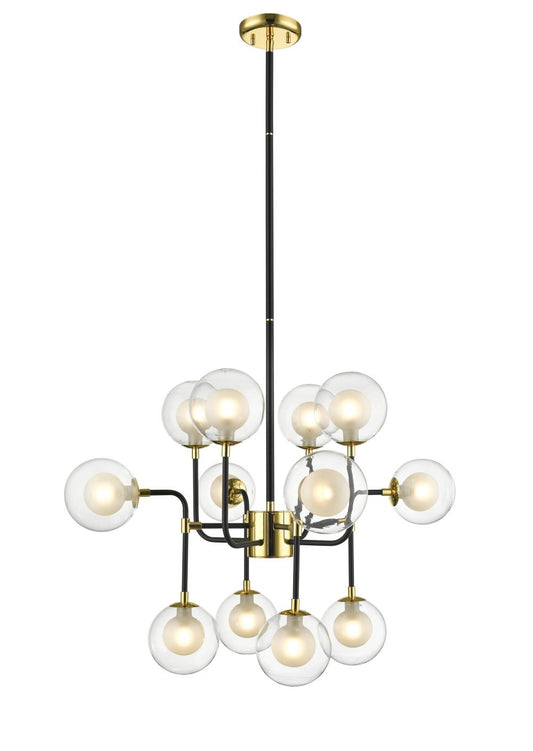 Impex Lighting Remy 12-Light Gold & Matt Black Globe Chandelier