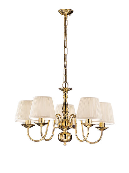 Franklite Delft 5-Light Polished Brass Candle Chandelier with Cream Shades
