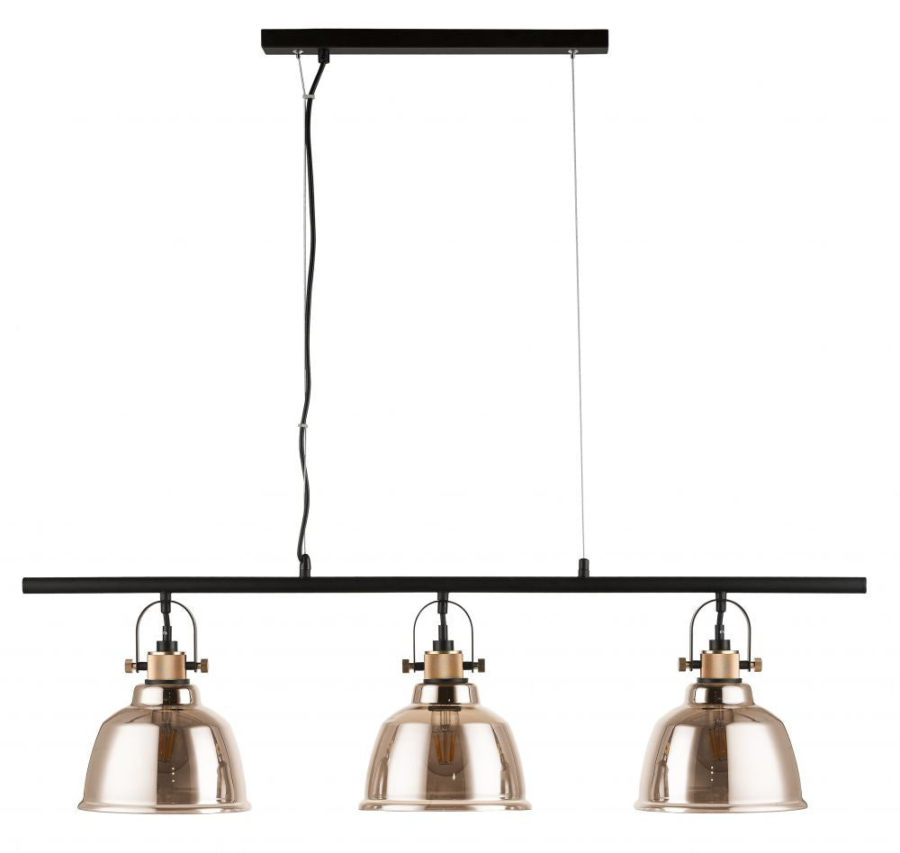 Impex Lighting Ava 3-Light Linear Gold Glass Island Chandelier