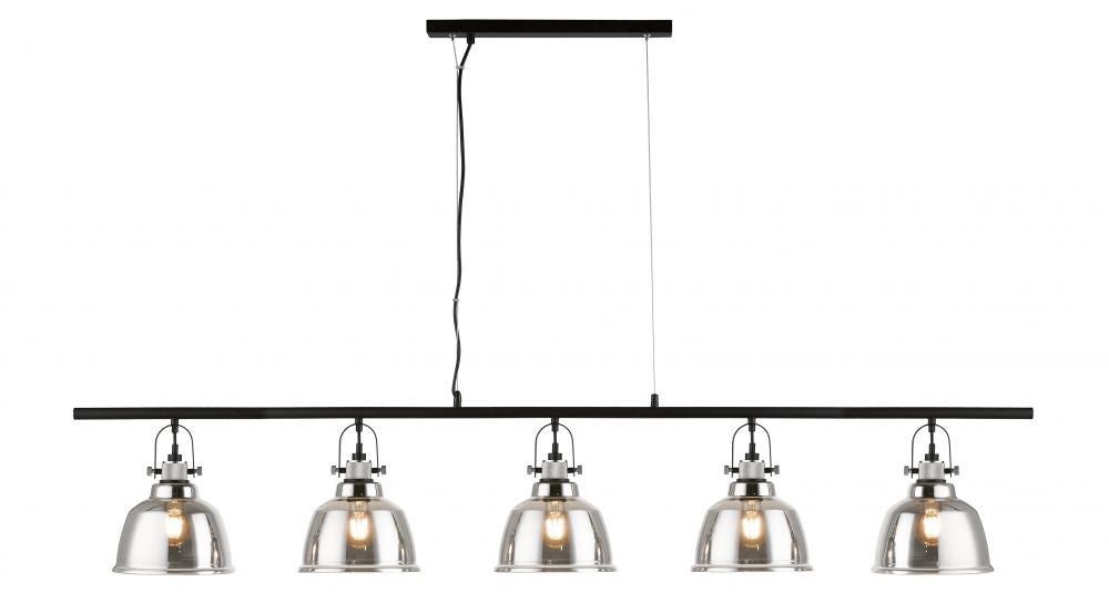 Impex Lighting Ava 5-Light Linear Smoke Glass Island Chandelier