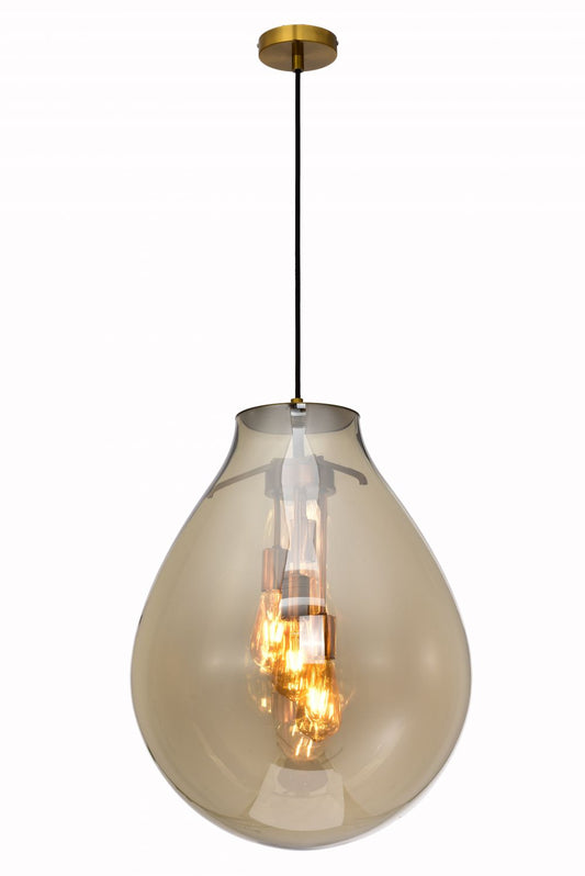 Impex Lighting Rio Large 4-Light Champagne Crystal Pendant Chandelier