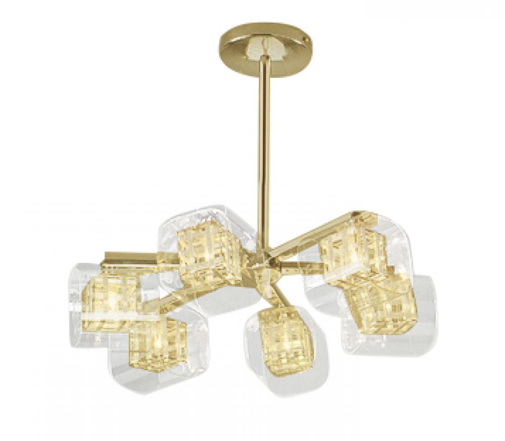 Impex Lighting Avignon 6-Light Gold Glass & Wire Chandelier