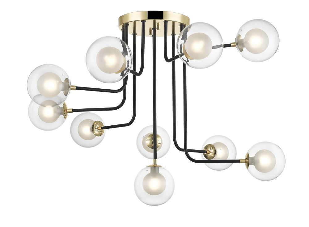 Impex Lighting Remy 10-Light Gold & Matt Black Globe Chandelier
