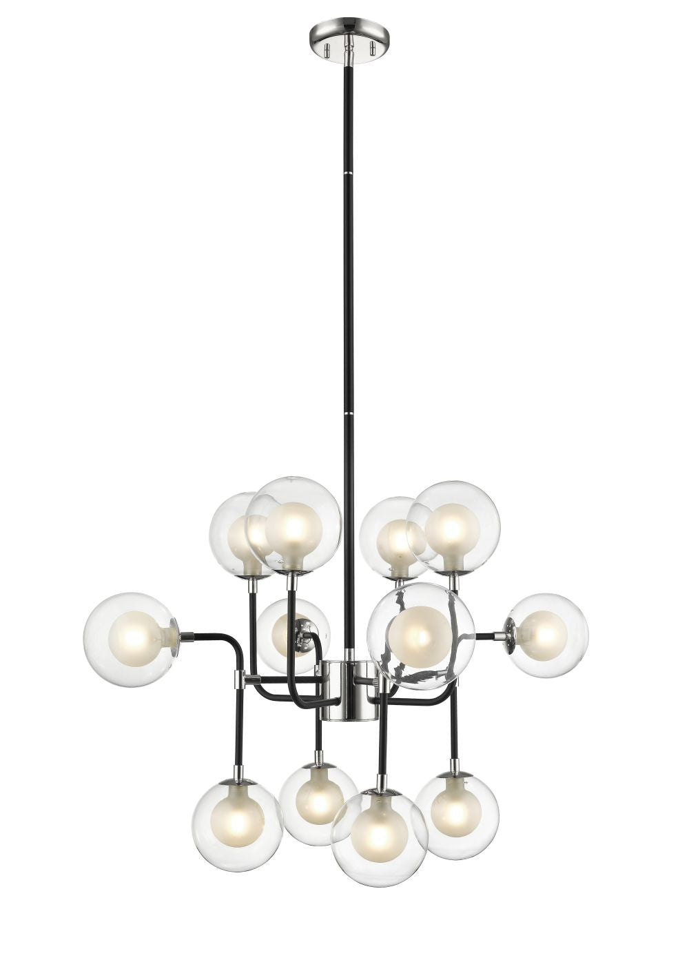 Impex Lighting Remy 12-Light Chrome & Matt Black Globe Chandelier