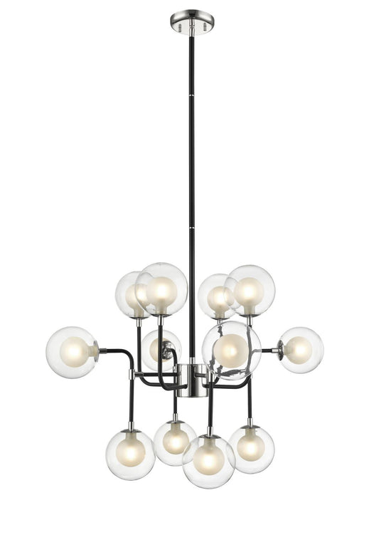 Impex Lighting Remy 12-Light Chrome & Matt Black Globe Chandelier