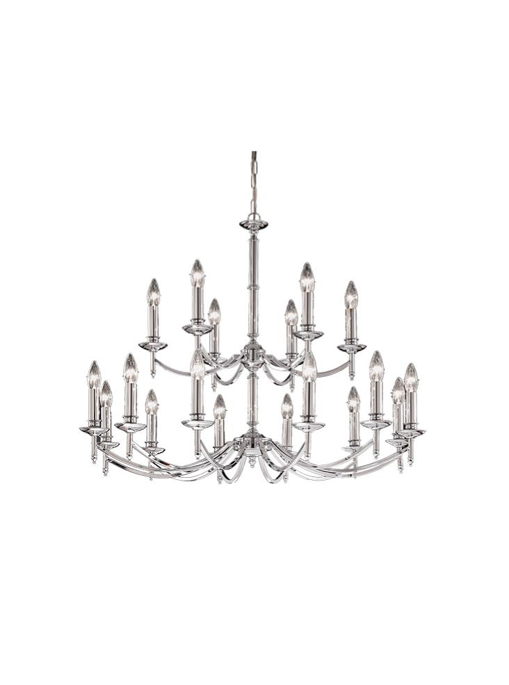 Franklite Petrushka 18-Light Two-Tier Chrome Candle Chandelier
