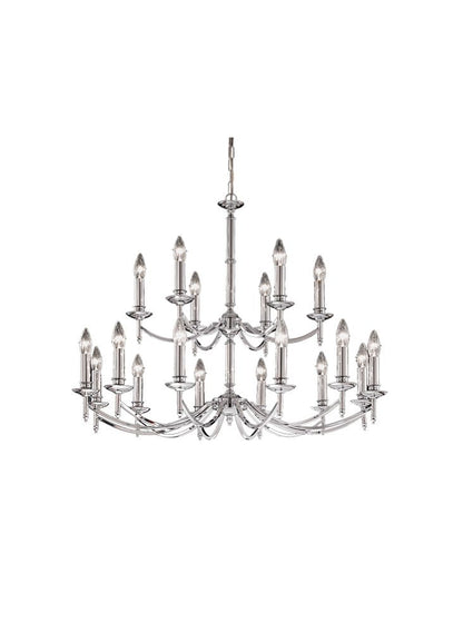 Franklite Petrushka 18-Light Two-Tier Chrome Candle Chandelier