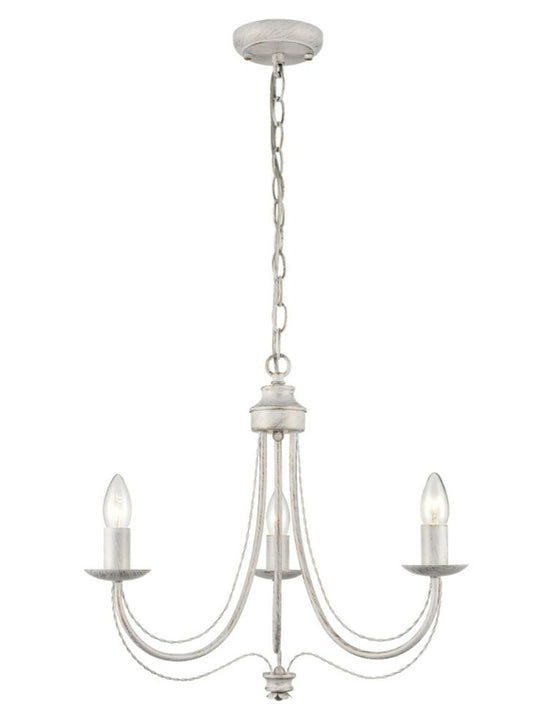 Franklite Philly 3-Light White & Gold Convertible Candle Chandelier / Flush Chandelier