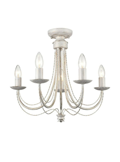Franklite Philly 5-Light White & Gold Convertible Candle Chandelier / Flush Chandelier