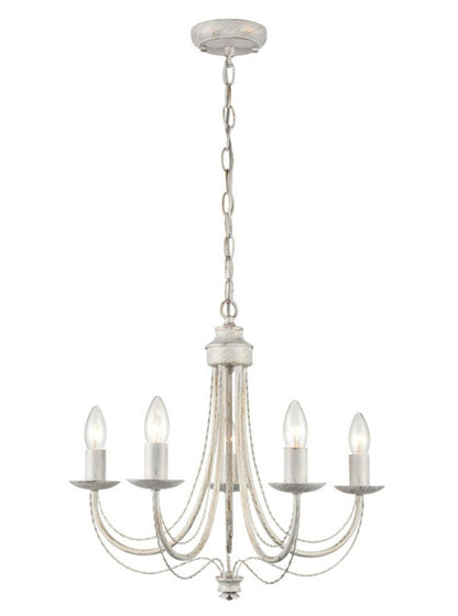 Franklite Philly 5-Light White & Gold Convertible Candle Chandelier / Flush Chandelier