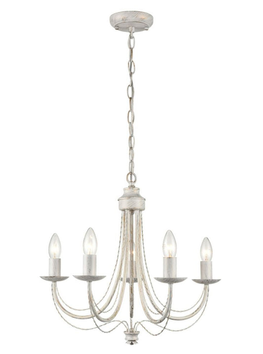 Franklite Philly 5-Light White & Gold Convertible Candle Chandelier / Flush Chandelier