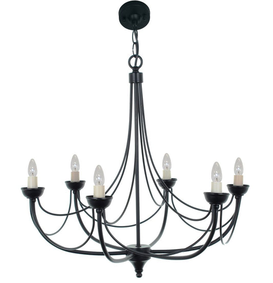 Impex Lighting Cirrus 6-Light Matt Black Candle Chandelier