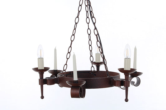 Impex Lighting Refectory 3-Light Aged Wagon Wheel Chandelier