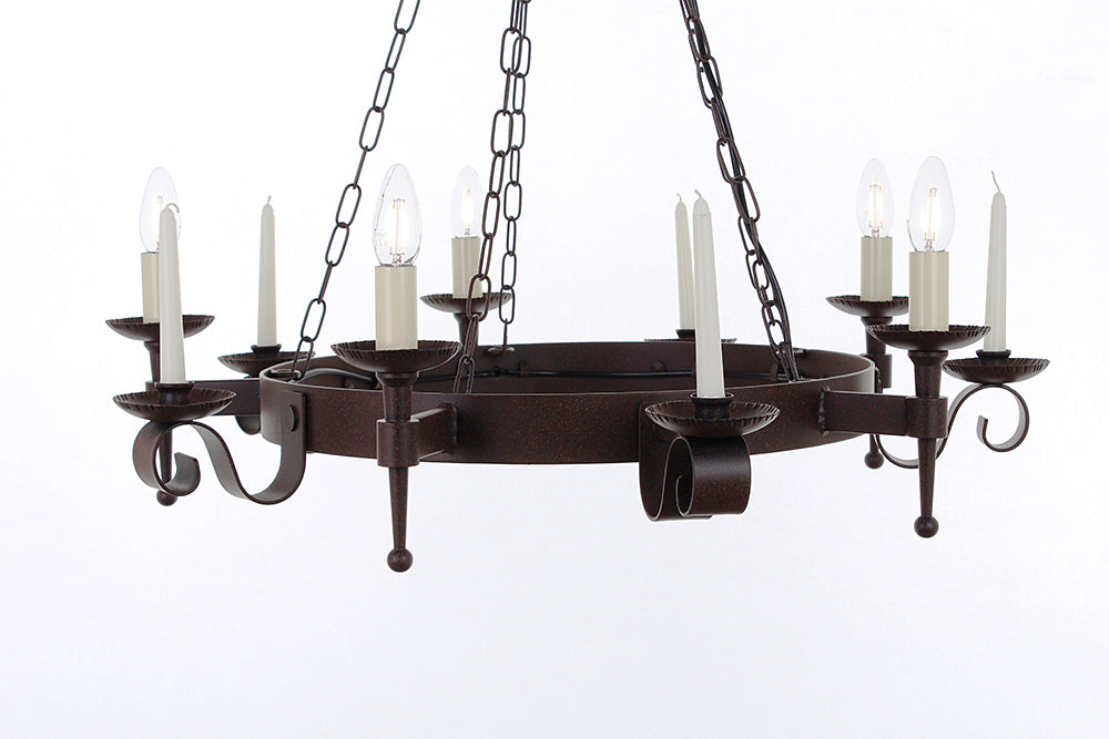 Impex Lighting Refectory 5-Light Aged Wagon Wheel Chandelier