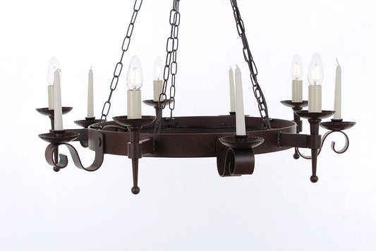 Impex Lighting Refectory 5-Light Aged Wagon Wheel Chandelier