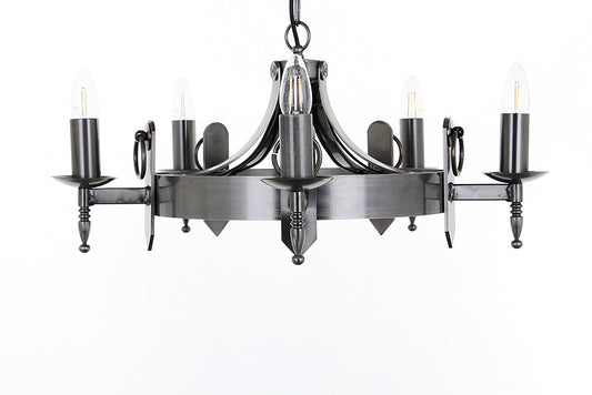 Impex Lighting Mitre 5-Light Sterling Wagon Wheel Chandelier