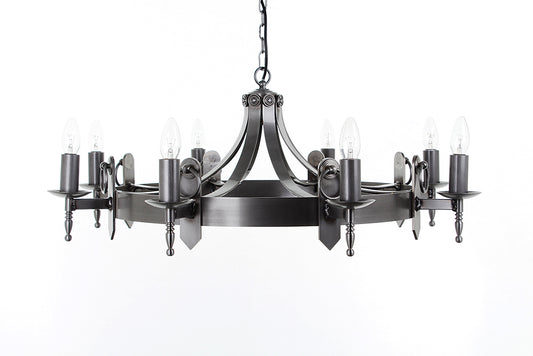 Impex Lighting Mitre 8-Light Sterling Wagon Wheel Chandelier
