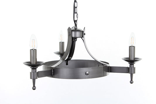 Impex Lighting Saxon 3-Light Sterling Wagon Wheel Chandelier
