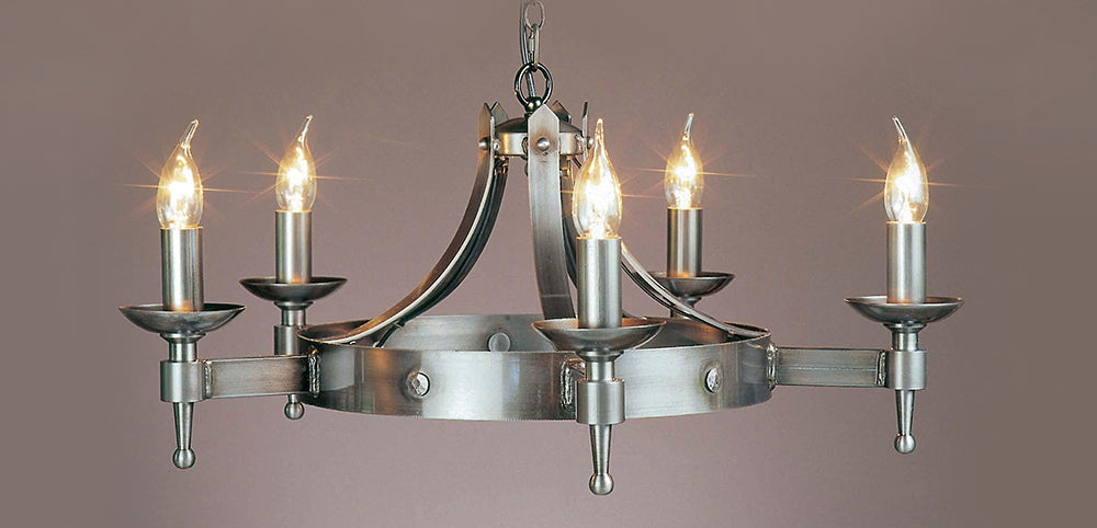 Impex Lighting Saxon 5-Light Sterling Wagon Wheel Chandelier