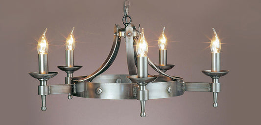 Impex Lighting Saxon 5-Light Sterling Wagon Wheel Chandelier