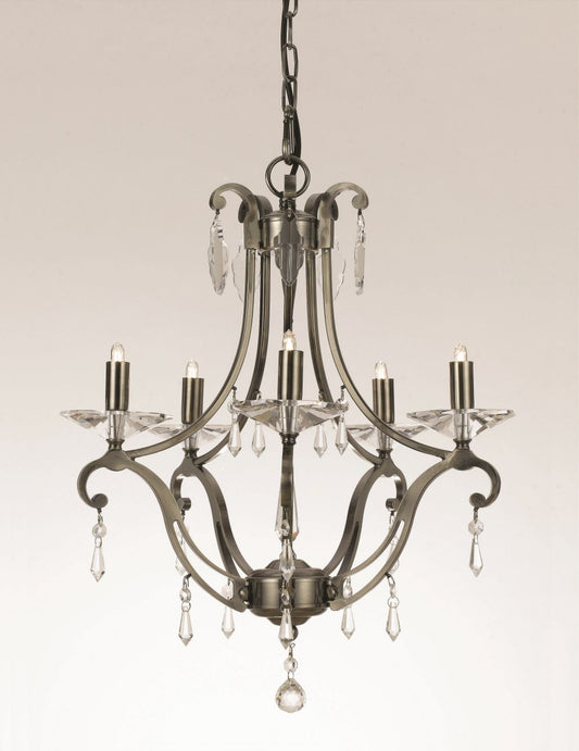 Impex Lighting Salerno Versaille Deco Medium 5-Light Gunmetal Candle Chandelier