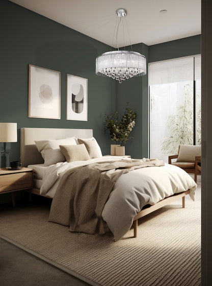 Franklite Spirit 8-Light Chrome Crystal Drum Chandelier