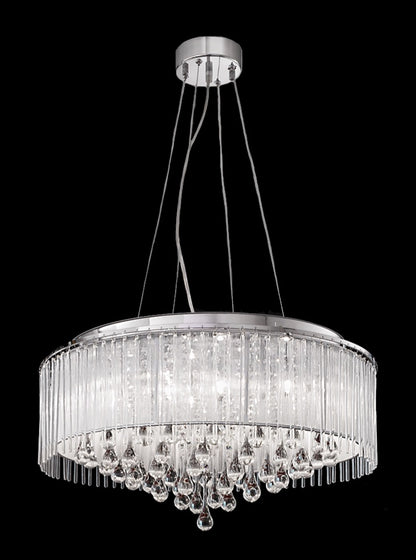 Franklite Spirit 8-Light Chrome Crystal Drum Chandelier