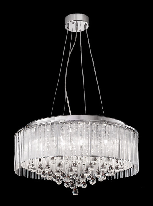 Franklite Spirit 8-Light Chrome Crystal Drum Chandelier