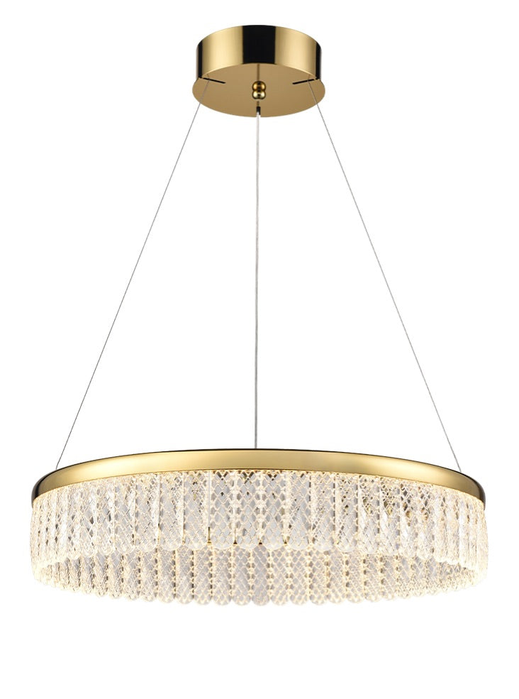 Franklite Victoria Single-Tier Gold LED Crystal Ring Chandelier