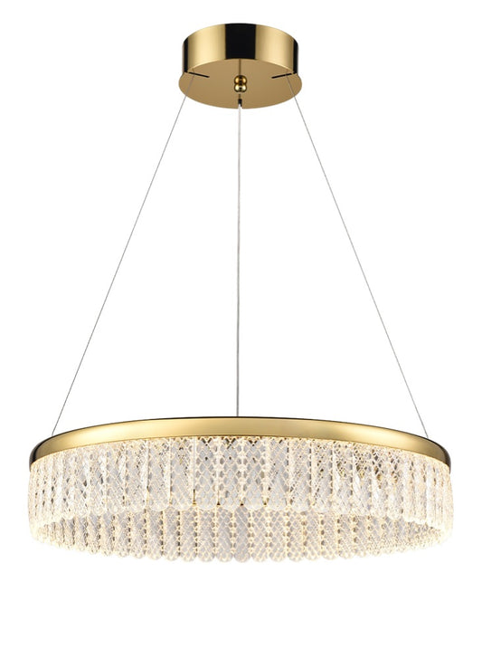 Franklite Victoria Single-Tier Gold LED Crystal Ring Chandelier