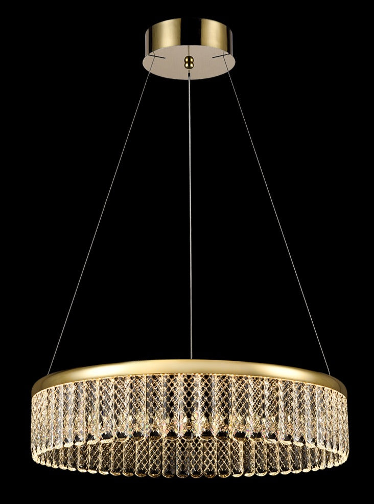 Franklite Victoria Single-Tier Gold LED Crystal Ring Chandelier