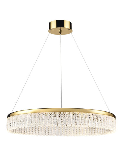 Franklite Victoria Single-Tier 32W Gold LED Crystal Ring Chandelier