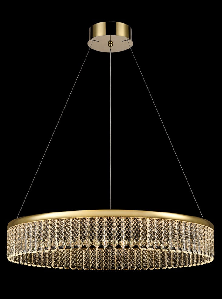 Franklite Victoria Single-Tier 32W Gold LED Crystal Ring Chandelier