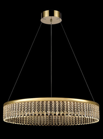 Franklite Victoria Single-Tier 32W Gold LED Crystal Ring Chandelier