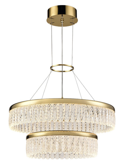 Franklite Victoria Double-Tier Gold LED Crystal Ring Chandelier