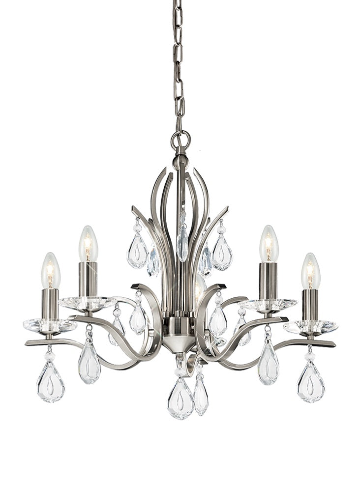 Franklite Willow 5-Light Satin Nickel Crystal Candle Chandelier
