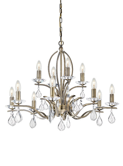 Franklite Willow 12-Light Bronze Crystal Candle Chandelier