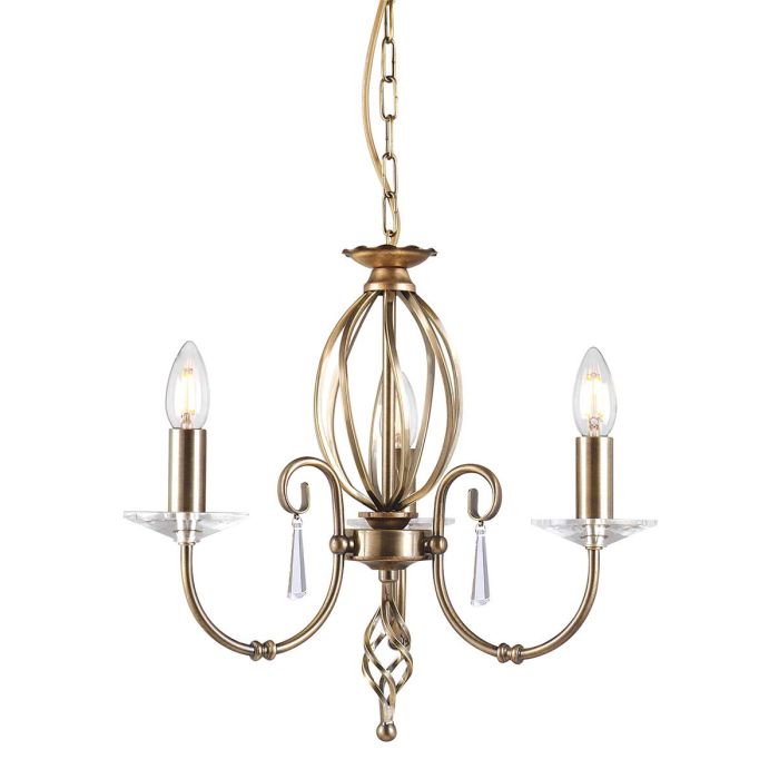 Elstead Lighting Aegean 3-Light Aged Brass Candle Chandelier