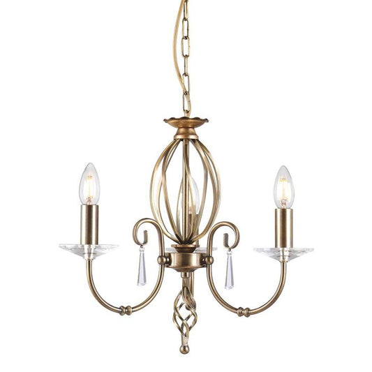 Elstead Lighting Aegean 3-Light Aged Brass Candle Chandelier