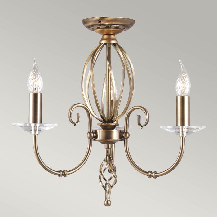 Elstead Lighting Aegean 3-Light Aged Brass Candle Chandelier
