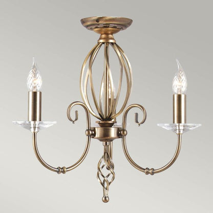Elstead Lighting Aegean 3-Light Aged Brass Candle Chandelier
