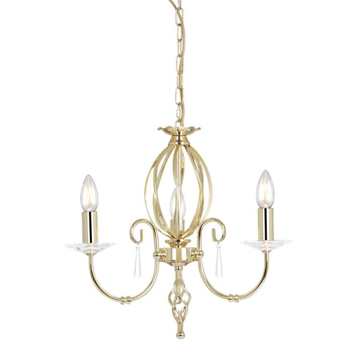 Elstead Lighting Aegean 3-Light Polished Brass Candle Chandelier