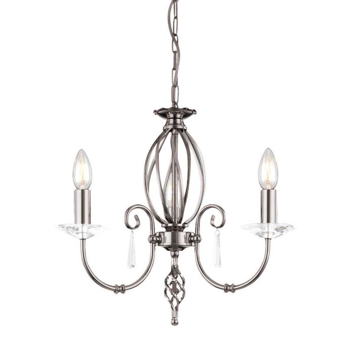 Elstead Lighting Aegean 3-Light Polished Nickel Candle Chandelier